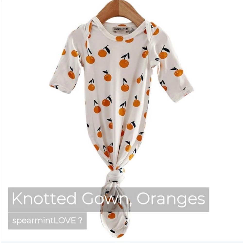 Spearmint Baby Tangerine Knotted Gown & Hat